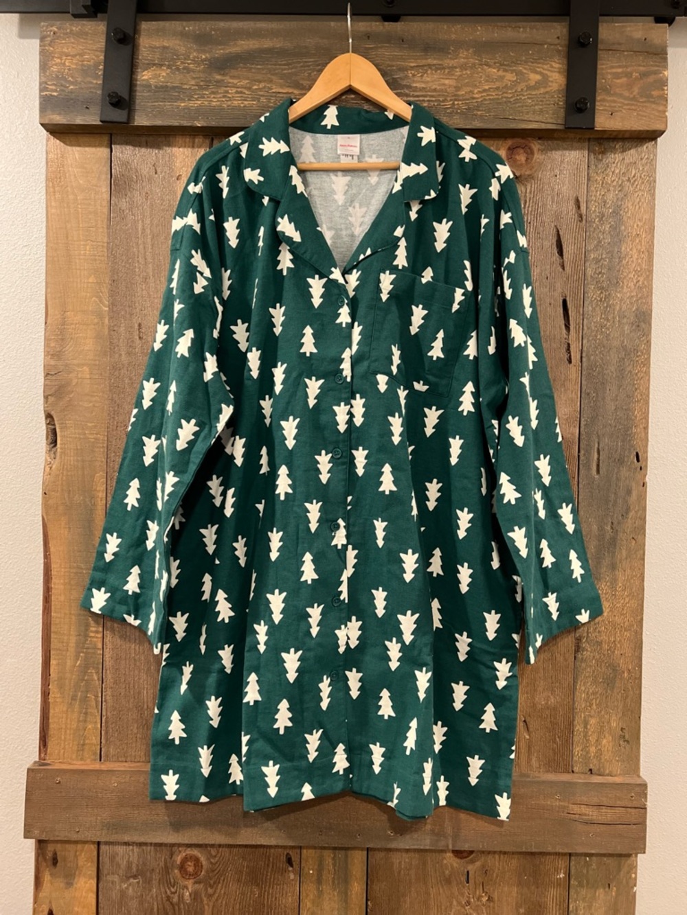 NWOT Hanna Andersson Women's “Happy Trees on Green” Flannel Nightshirt XL